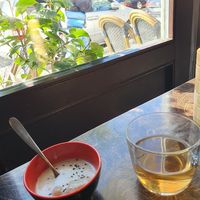 Free desert: with tapioka and banana. Delicious! at Mom's - Vegan Cooking in Berlin