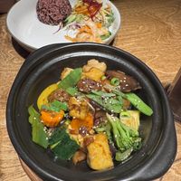 Tofu with black rice   at Mom's - Vegan Cooking in Berlin