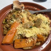 Vegan tajine with bread and couscouss  at La Kasbah   in Toulouse