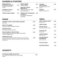 Vegan menu   at The Whitehall Restaurant & Bar in Leeds
