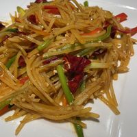 Shredded potato stir fry  at Mrs Khan Uyghur Cuisine in Menlo Park