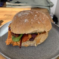 Roasted pepper and hummus salad sandwich   at Kitchen in Howden