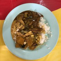 Rice plus 3 choices. Don’t know what the brown curry is, but it was delicious. Never seen it outside of Krabi. at Somkid Vegetarian in Krabi