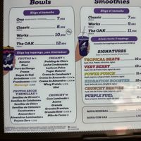 Menu at Oakberry in Valencia