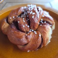 Cinnamon bun at Essential Vegan Cafe in East London