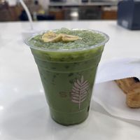Iced Banana Soy Matcha  at Selva Coffee House in San Diego