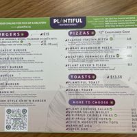 Menu  at Plantiful Superfoods in Lynnwood