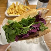 Banhmi Burger very yummy  at Plantiful Superfoods in Lynnwood