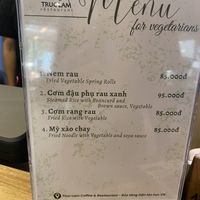 Separate vegetarian menu   at Trúc Lâm Restaurant in Hanoi