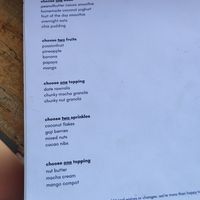 Menu at Meori in Arugam Bay