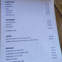 Menu at Meori in Arugam Bay