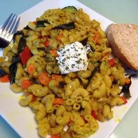 pasta con verduras at Taberna Vegetariana Gaia in A Coruna