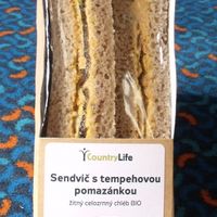 Pre-packaged vegan sandwich - the brand Country Life also have their own shop and bistro in Prague. at BioPoint in Prague