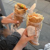 Seitan sandwich on the left, smoked tofu sandwich on the right  at BioPoint in Prague