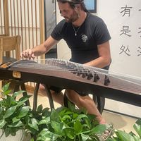 They let us try the musical instruments   at One Favorite in Shanghai