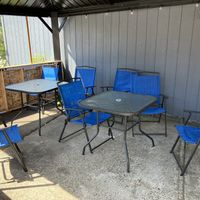 Covered seating area  at ChuMinh Tofu and Vegan Deli in Seattle
