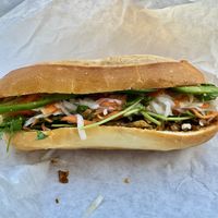 Lemongrass chicken banh mi  at ChuMinh Tofu and Vegan Deli in Seattle