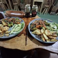 Veggy saltados with soy meat. The potatoes are amazing! at Vegan Burger in Oxapampa