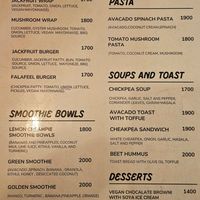 Menu at Roots 'n' Beans in Kandy