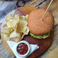 burger at Roots 'n' Beans in Kandy