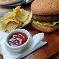 burger at Roots 'n' Beans in Kandy
