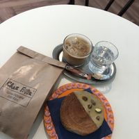 Pistachio roll and iced cappuccino   at Chez Fritz in Vienna