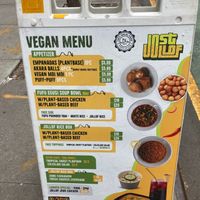 Placard (all vegan; the other side of the placard is all meat) at DF Nigerian Food Truck in New York City