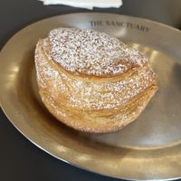 Something Neopolitana - filled with vegan ricotta and Semolina. It’s nice but not my favourite pastry as it is a little on the Deniz site  at The Sanctuary - PBerg in Berlin