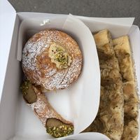 pistachio cannoli, onion focacciaa  at The Sanctuary - PBerg in Berlin