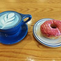 Blue Matcha and Vegan Donut at Proud Hound Coffee in Cincinnati