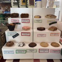 Displayed desserts  at PINCH - Bakery & Plant Shop in Hamilton