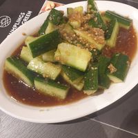 Garlic cucumber - I forgot to take a photo so we had eaten about half when this was taken (4 October 2024). at Dumplings On The Green in Gloucester