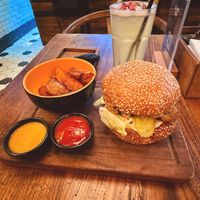 vegan burger made of beans at Barista&Chef in Baku