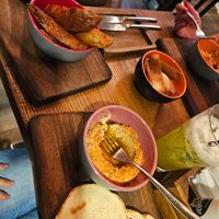 Humus, potatoes, lemonade at Barista&Chef in Baku