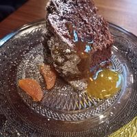 Choco cake with apricots at Vegan Chouke in Brussels