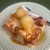 Pear cake huge portion! at Vegan Chouke in Brussels