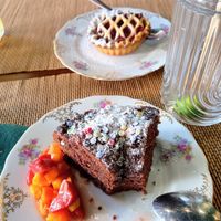 I had to taste before photographing! at Vegan Chouke in Brussels