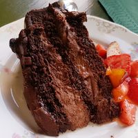 Chocolate cake at Vegan Chouke in Brussels