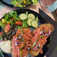 Hannibal cannibal style bread (fake tartar) at Vegan Chouke in Brussels