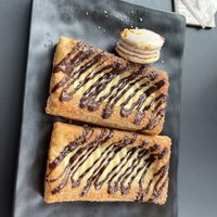 Birthday cake macarons and two chocolate & cream danishes   at Memento Mori Cafe in Portland