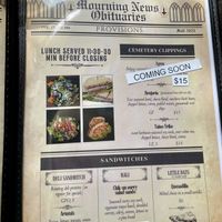 Menu  at Memento Mori Cafe in Portland