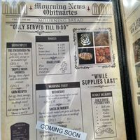 Menu  at Memento Mori Cafe in Portland