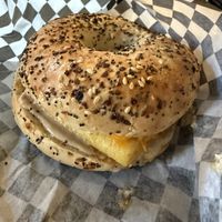 The enchanted pig on everything bagel  at Memento Mori Cafe in Portland