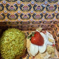 Pistachio Dream (left) and Strawberry Shortcake (right)  at Brammibals Donuts - Europlatz in Berlin
