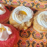 mango white choc & blackberry cheesecake  at Brammibals Donuts - Europlatz in Berlin