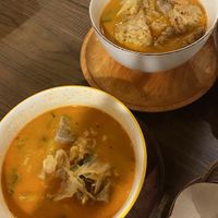 Tofu and tempeh curry on the right. Jackfruit curry on the left. Comes with rice. Roughly 35/50 IDR each   at Warung Monkey Forest in 