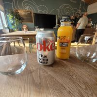 Diet Coke and Orange Juice at Caffi Bach Y Bocs in Llangefni
