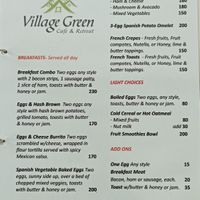 Menu  at Village Green Cafe & Retreat in Chiang Mai