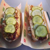 Vegan hotdog - one of the only affordable meals in Copenhagen! #Veganuary at DØP - The Organic Sausage man in Copenhagen