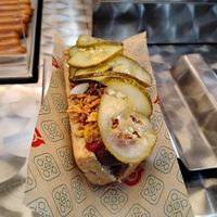 One vegan option & many vegan toppings   at DØP - The Organic Sausage man in Copenhagen